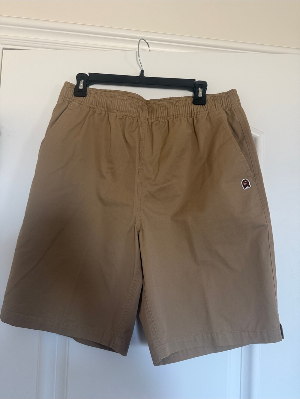 Men's Tan Elastic-Waist Flat Front Shorts